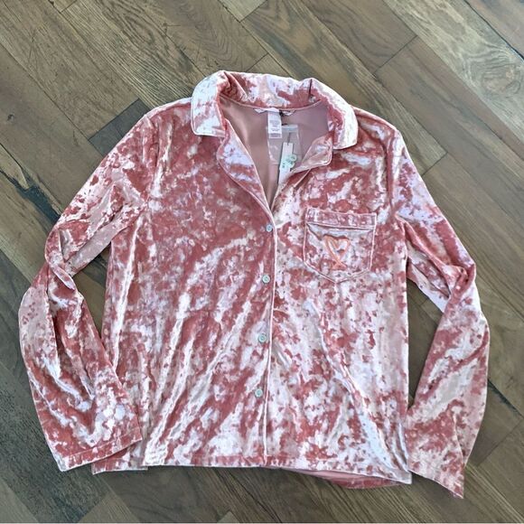 Victoria's Secret Pink Crushed Velvet Button Up Pajama Top Size X-Small - Picture 12 of 12